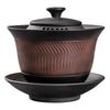 Purple Pottery Tea Set Sancai Gaiwan Tea Cup Single High-Grade Kung Fu Tea Bowl with Lid Ceramic Gaiwan Household