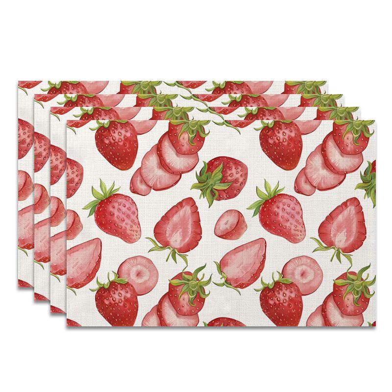 4Pcs, Yuanqi Strawberry Placemats, the Best Placemats, Washable, Suitable for Holiday Parties, Home Decoration 4PCS