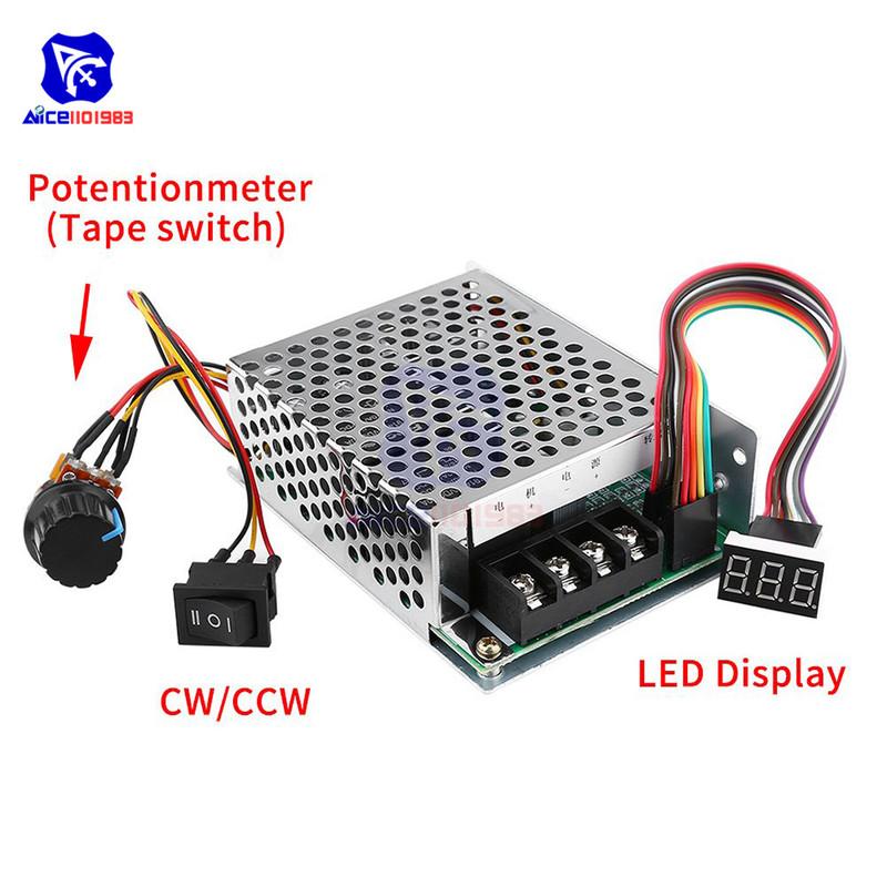 DC Motor Speed Controller DC 10V-55V 40A PWM Brushed DC Motor Speed Controller CW CCW Reversible Switch with LED Digit Display