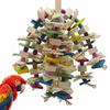 Parrot Chewing Toy for Medium Large Birds Natural Corn Husk and Wood Bead Chew String Durable Enrichment Activity Toy for