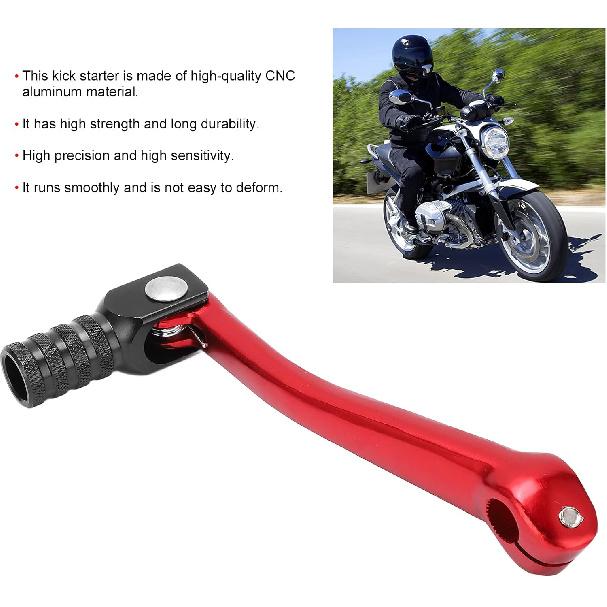 Qiilu Kick Starter Motorcycle Kick Starter Lever Pedal kick starter dirt bike Sensitive CNC Aluminium Universal Motorbike Accessory(red)