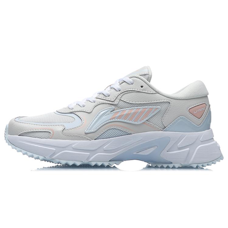 New LiNing YunQue Cushioning Anti Slip And Wear Resistant Low Top Running Shoes Women's White Blue ARLR004-1