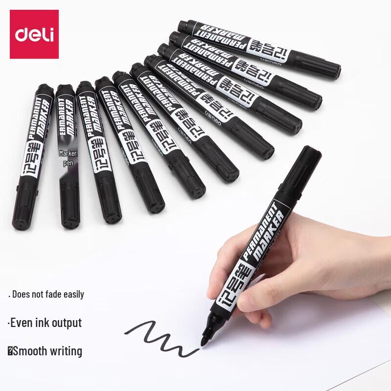 Deli 6881 Black Thick-Tip Logistics Marker Pen