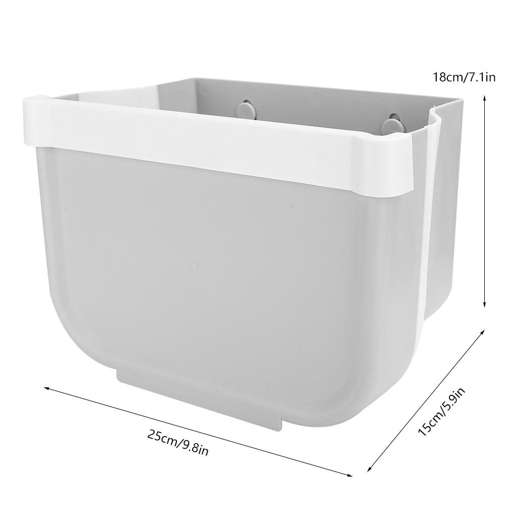 Household Wall Mounted Folding Trash Can Rubbish Garbage Bin for Home Kitchen OfficeGray