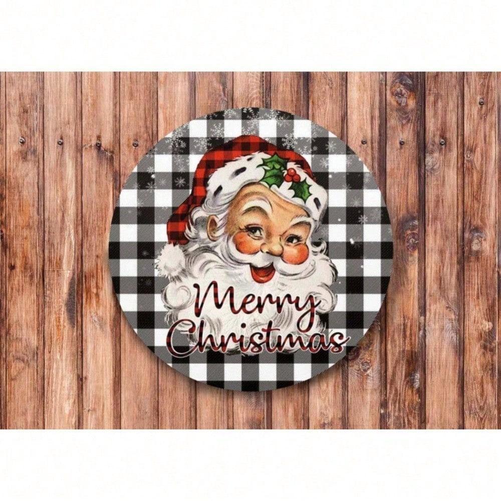 

Vintage Christmas Wreath Metal Sign, Durable Tin Wall Art for Holiday Home Decor, Indoor Outdoor Hanging Ornament 20x20 разноцветный