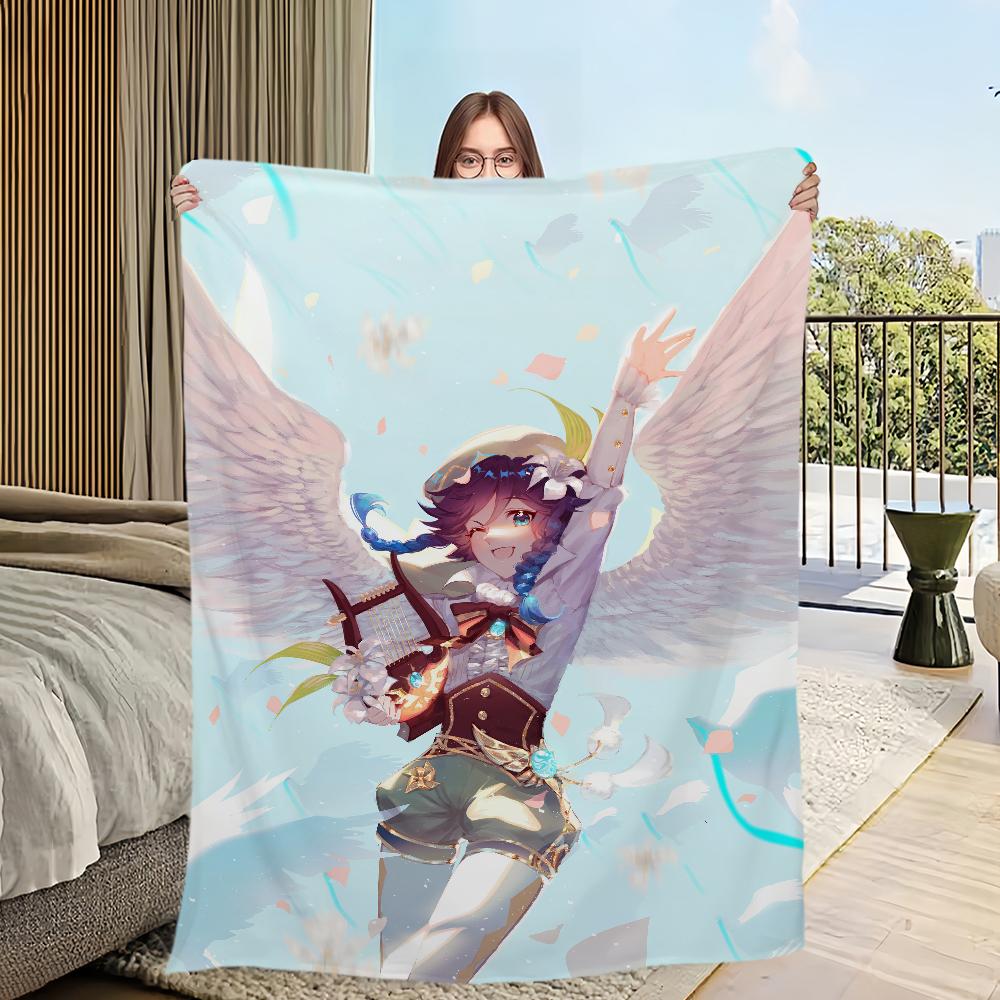 Genshin Impact Venti Printed Comfortable and Soft Sofa Living Room Bedroom Plush Blanket Suitable for Home Travel and Gifts