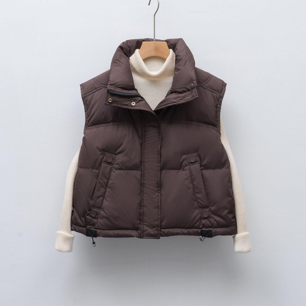 Autumn and winter new women's short style thickened stand-up collar loose plus size fashion vest shoulder down vest