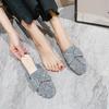 Baotou half slippers women's summer wear new bow-tie rhinestone cool slippers flat-soled single shoes half-tray shoes