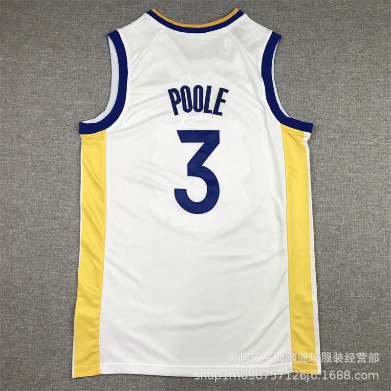 Camisa bordada do Golden State Warriors 3 Jordan Poole Uniforme de Basquete Masculino Feminino Outono Inverno