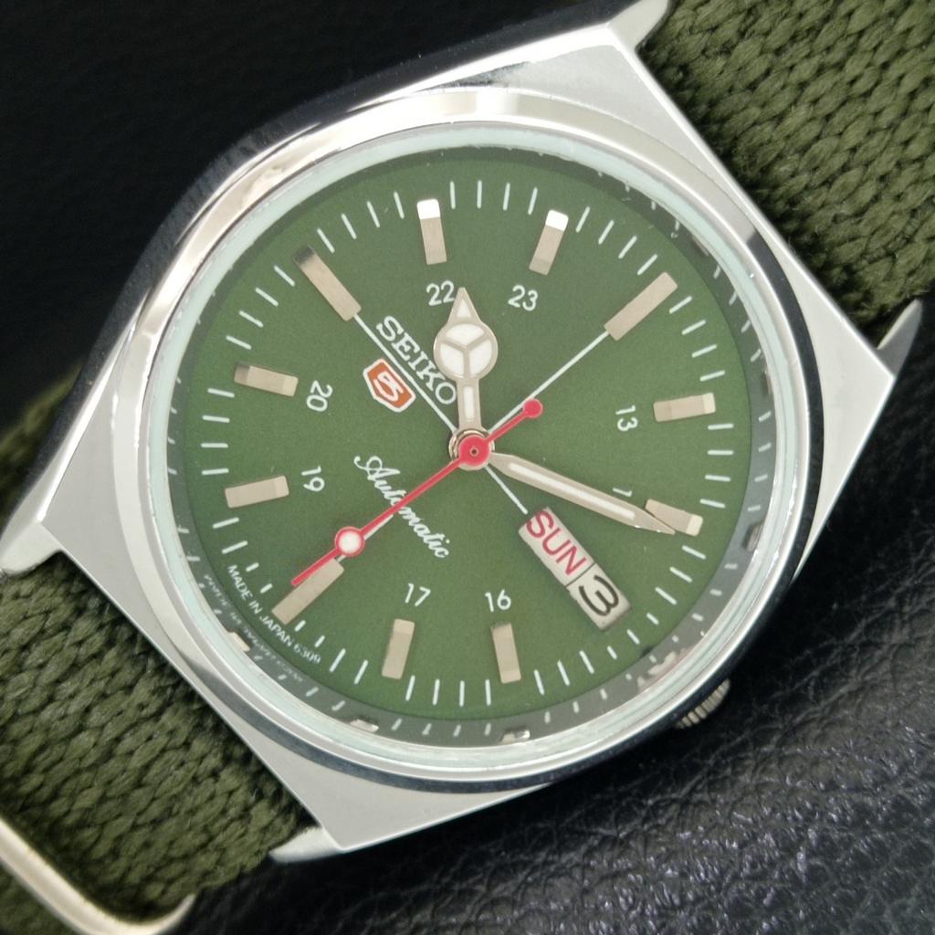 

VINTAGE SEIKO 5 AUTOMATIC 6309A REFURBISHED JAPAN MENS GREEN WATCH a442886-1