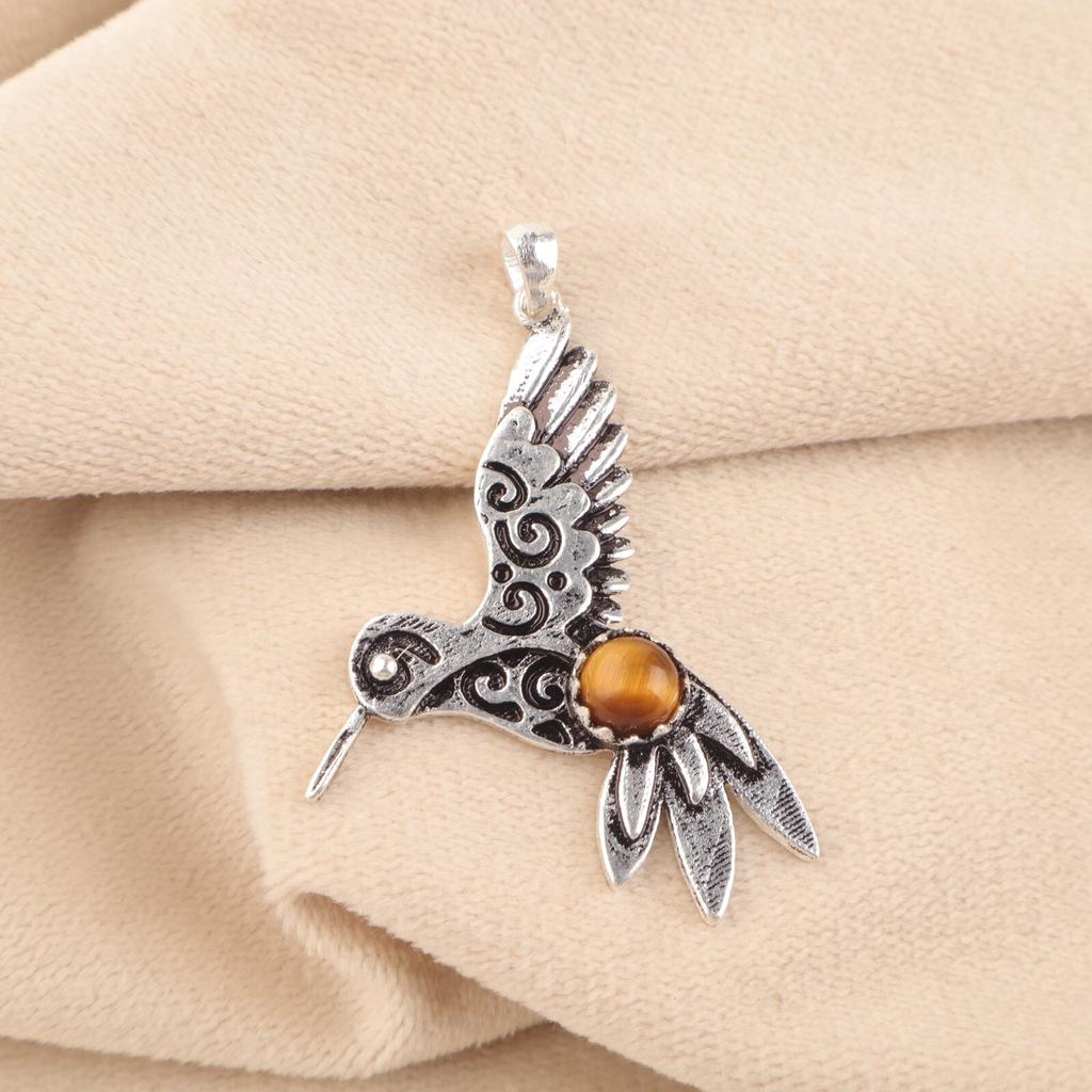 Natural Yellow Tiger Eye Gemstone 925 Sterling Silver Jewelry Pendant 1.8" Gift CP-20-27