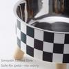 Elevated Dog Bowl Stand With Feeders Dishes For Most Dog Size Checkered Print Food Dish Stainless Steel