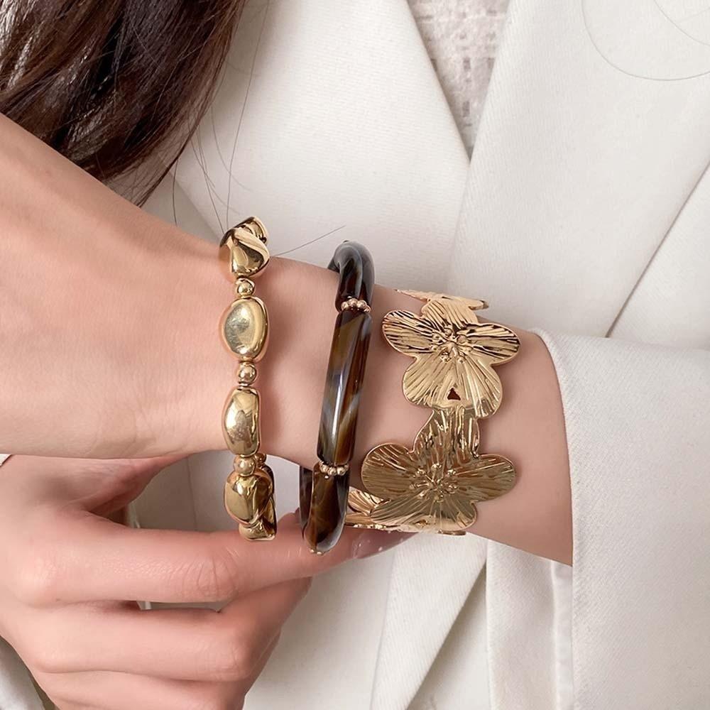 Resin Stacked Round Bangle Acrylic Women's Wrist Jewelry Geometric Resin Bracelet Festival Gifts