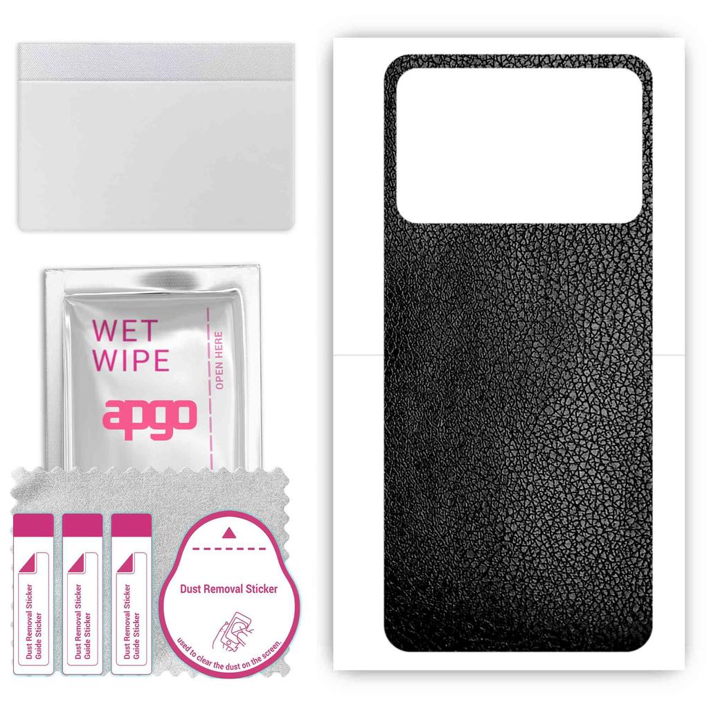 apgo Protective Skin Sticker for the back compatible with Oppo K9 Pro 5G, Wrap Film, Foil, Vinyl - Pattern Black Leather
