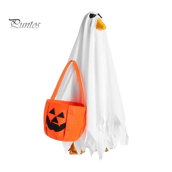 Holiday Yard Goose Attire Halloween Ghost Outfit, Christmas Porch Apparel, Festive Costume for 23 Inch Statue, Outdoor Garden Lawn Decoration Outfit