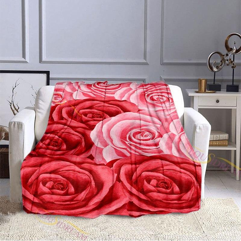 Valentýn Láska Růžová Deka Měkký flanel Fleece Teplý Lehký přehoz Deky Dospělí do postele Pohovka Deka Přehoz přes postel