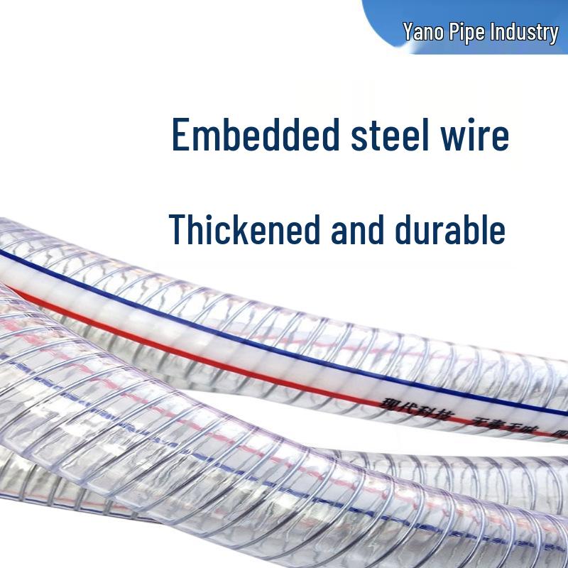 Transparent PVC Steel Wire Hose: Thickened, Oil & Low Temperature Resistant, Odorless Vacuum Suction Pipe for Water Pumps.