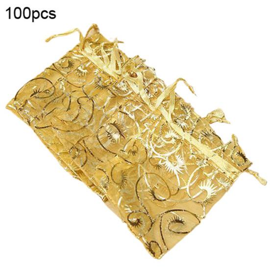 100Pcs Organza Gift Bags Jewellery Christmas Wedding Party Packing Pouches