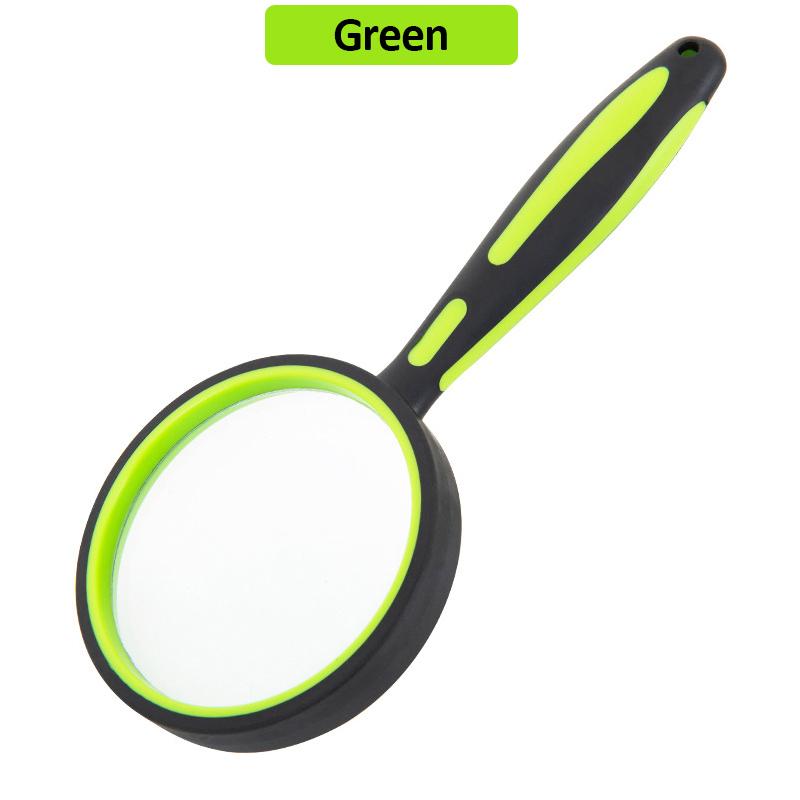 

Ручне збільшувальне скло з гумовою ручкою, лупа, діаметр лінзи 50/60/75/100 мм для антикварних нефритових ювелірних виробів, газет, читання книг 50mm 10X зелений
