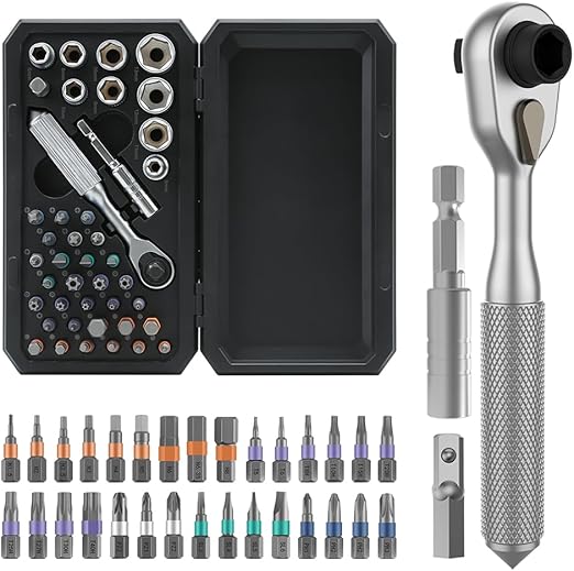 42 in 1 Magnetic Screwdriver Set, DIY Ratchet Screwdriver Set, Multi Bit Magnetic Drive Set with Detachable Ratchet Handle, Port