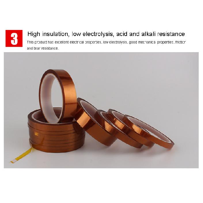 10M Hochtemperatur-Klebeband Hitzebeständiges Polyimid Doppelseitiges Kapton-Klebeband 0,1 mm DickePinstriping-Klebeband 3
