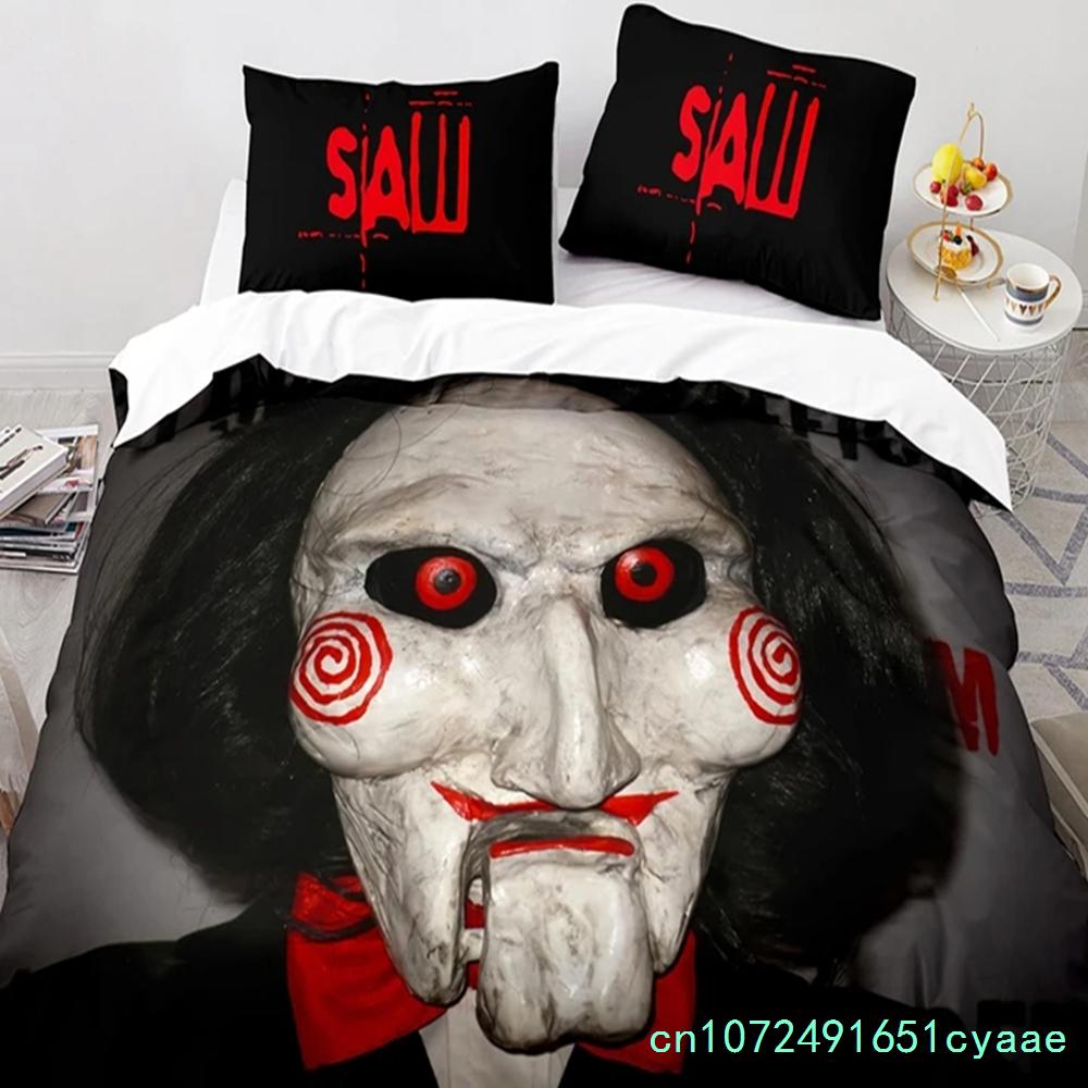 Horror Saw Movie Bedding Set Boys Girls Twin Queen Size Duvet Cover Pillowcase Bed Kids Adult Fashion Home Textileextile