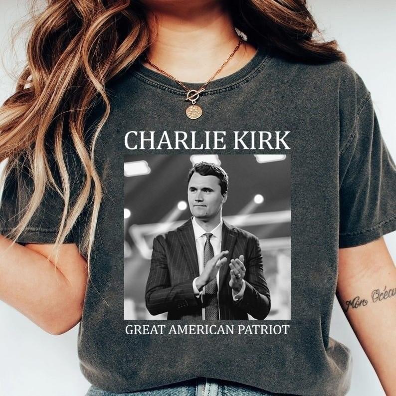 Charlie Kirk Tribute Shirt, Great American Patriot Top, RIP Charlie Kirk Shirt Unisex T-Shirt L