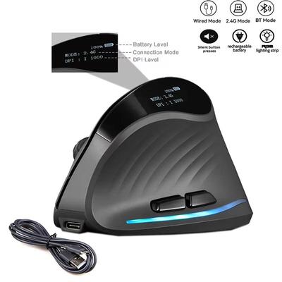 Ergonomic 2.4G Tri-mode Rechargeable Wireless Vertical Silent Mouse With Screen Display 4000DPI 6 Button Progammable for Desktop