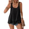 New European American Fashion Women's Fresh Sleeveless Tube Top Strappy Double Layer Swing Hem Cami Top
