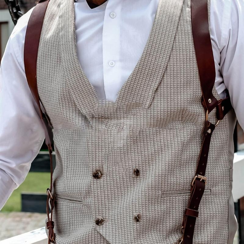 PU Leathers Suspenders for Men, Vintage Men Harness Punk Apparels Strap Chest Shoulder Belt Accessories