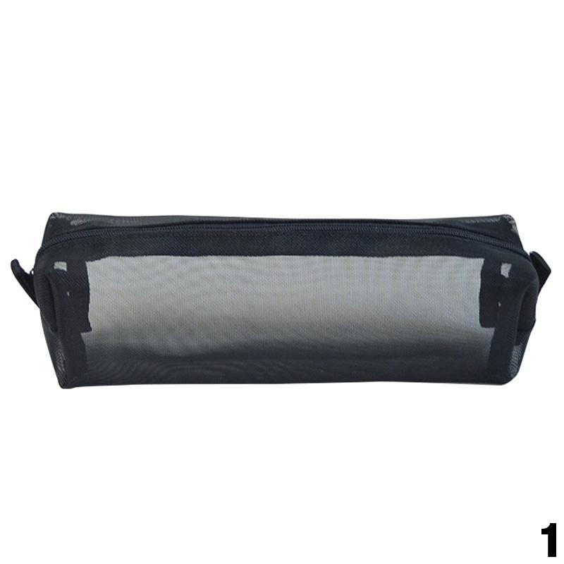 Ylon Mesh Pencil Pen Holder Case Bag Black for Students