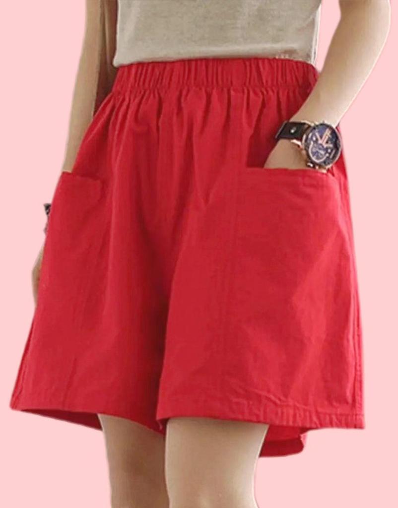 Women's Summer High-Waisted Elastic Cotton Shorts - Japanese & Korean Style