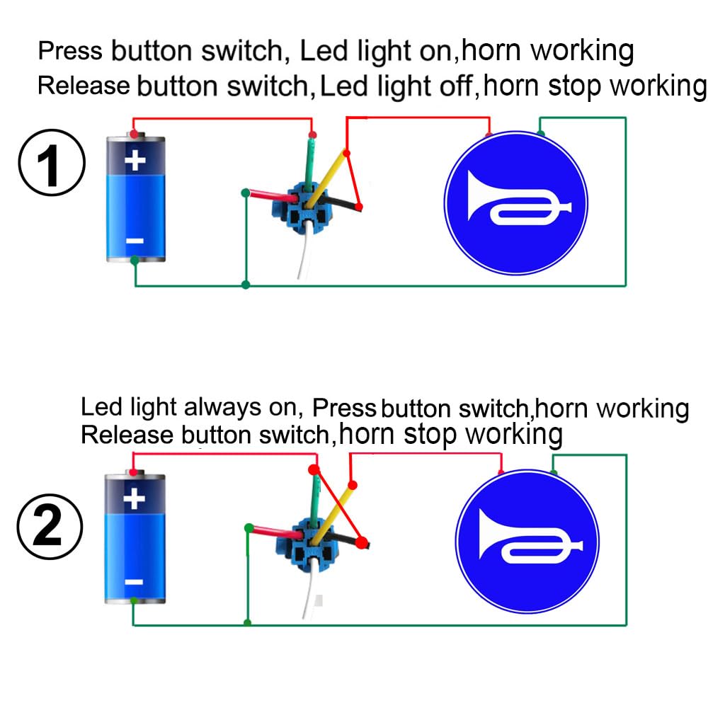 Gebildet 16mm -24V/5A Momentary Switch Speaker Horn Black Push Button with Prewired Waterproof Metal