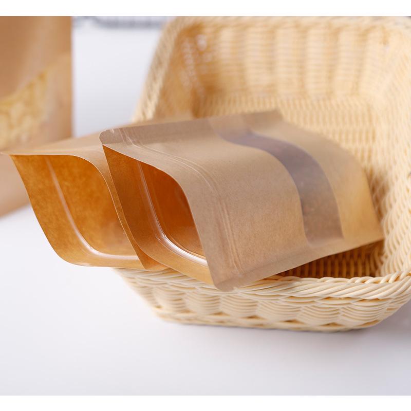 Matte Kraft Paper Bag: Self-Standing, Self-Sealing Food Packaging for Tea & Sunflower Seeds