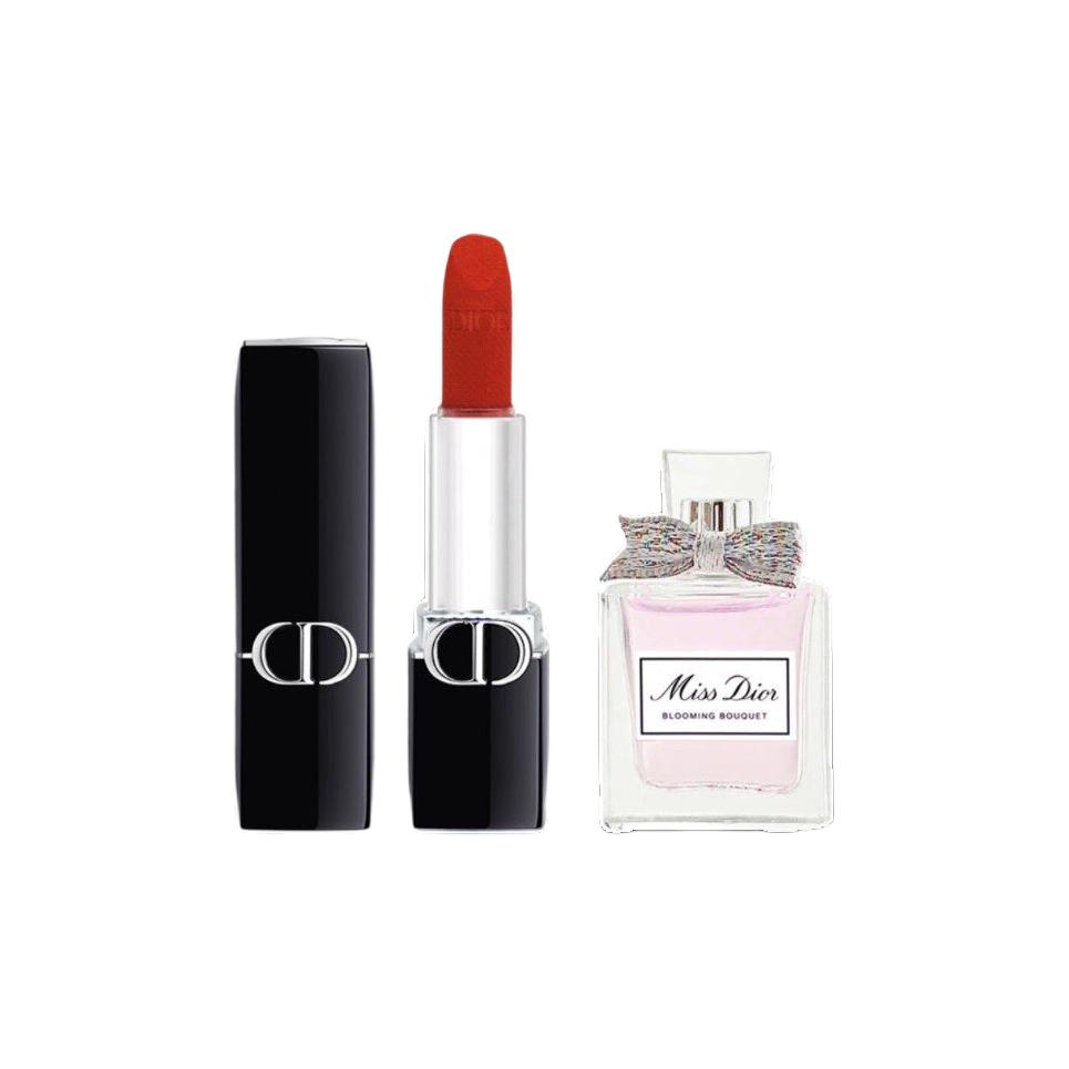 Dior Lipstick Perfume Mini Makeup Sample Lipstick #999 + Miss Dior 5ml