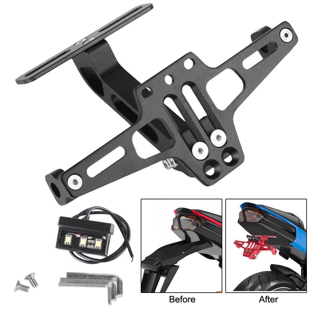 Motorcycle License Number Plate Bracket Rear Turn Signal Lamp Holder CNC LED Light Aluminum Fender Eliminator Kits Universal
