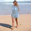 Hollow glitter weaving snowflake embellished beach skirt sunscreen one-neck bikini smock