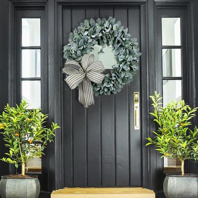 American Imitation Wreath Door Ring Artificial White Rabbit Ear Leaf Eucalyptus Leaf Hair Planting Grass Ring