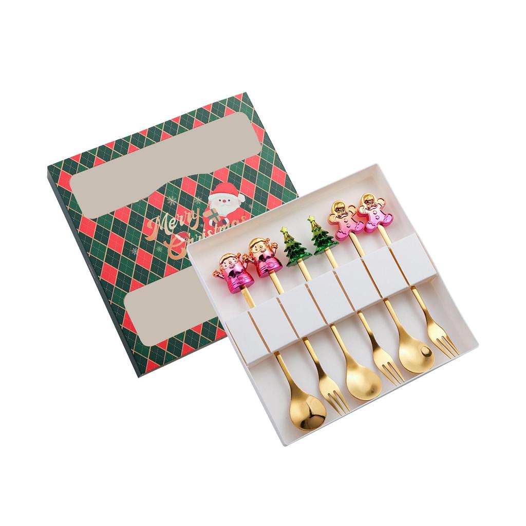Christmas Characters Spoons and Forks Flatware Decoration Portable Easy Cleaning