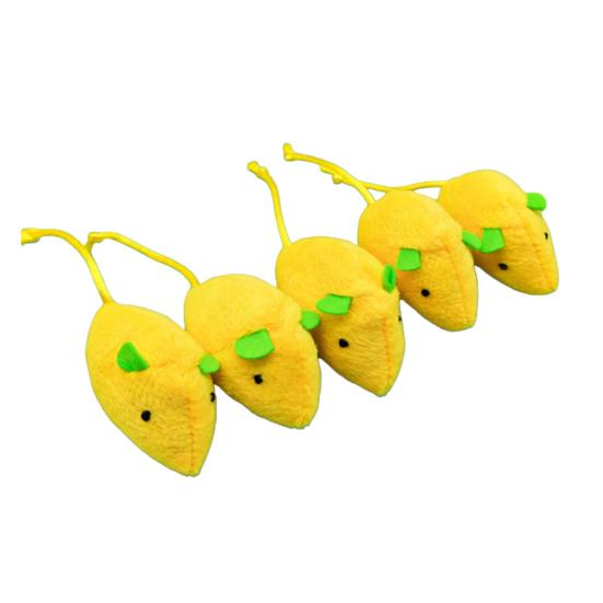 

5Pcs Lemon Mouse Cat Toys Catnip Filled Cute Mouse Plush Cat Chew Toy Kitten 5pcs A