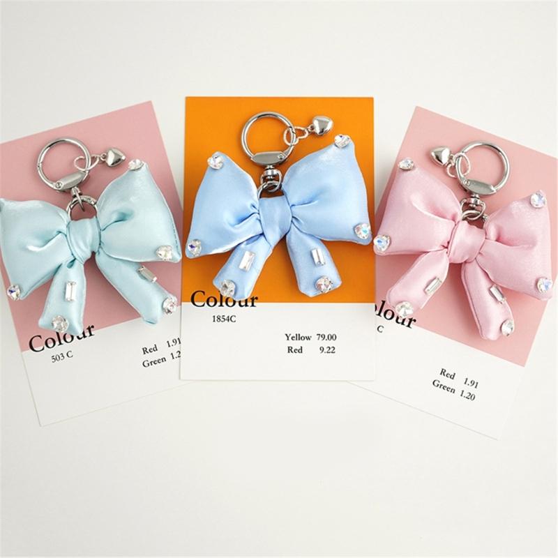 Elegant Butterfly Bowknot Keychain with Sparkling Rhinestones Detail Sturdy Alloy Construction Pendant Trendy Women