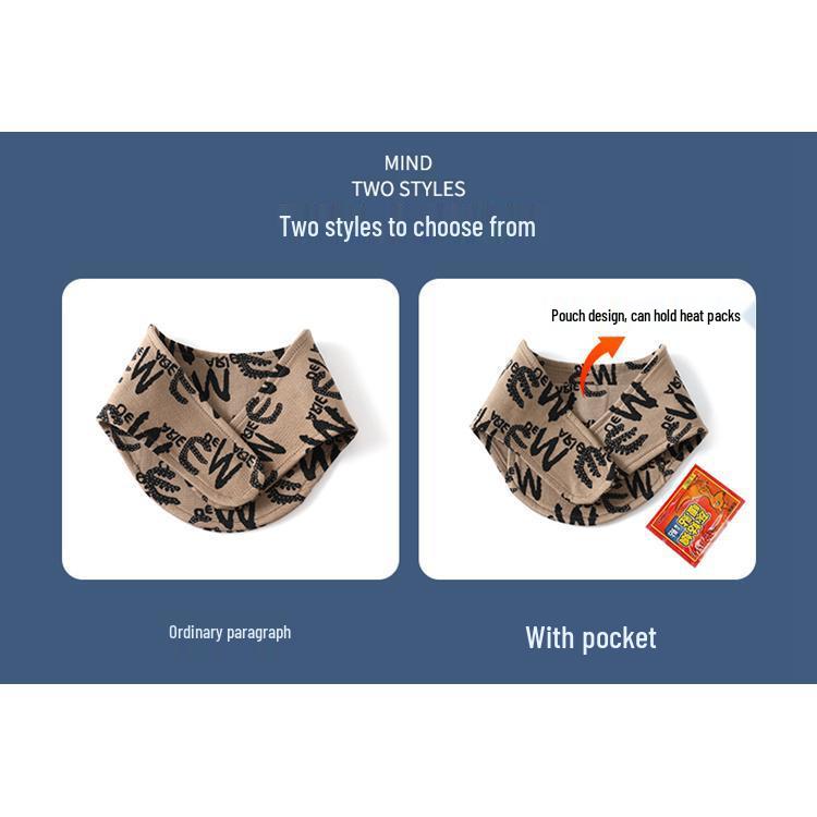 Unisex German Velvet Printed Neck Warmer Snood with Pocket - Cervical Protection & Heat-Generating