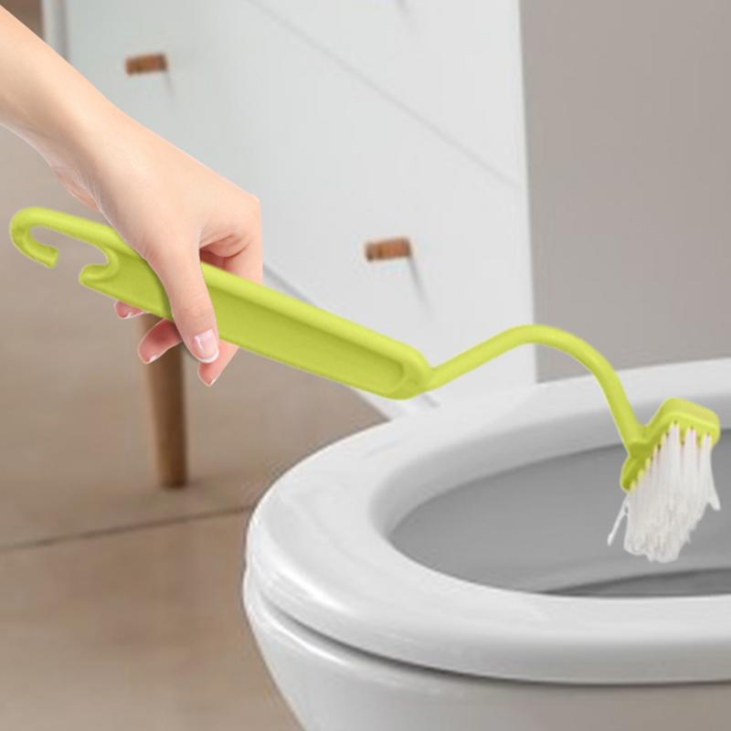Kunststoff Gebogene Toilettenbürste Schrubber V-Form Toilettenecken-Rand Reinigungsbürste für Badezimmer Fenster Küche Toilettenrand