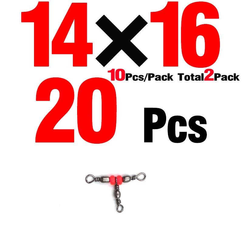 MNFT 20 Stück 11 Größen 3-Wege T-Drehgelenk Barrel Swivel Verbinder Rote Perlen Triple Swivel Kreuzleine Angelzubehör Angelzubehör