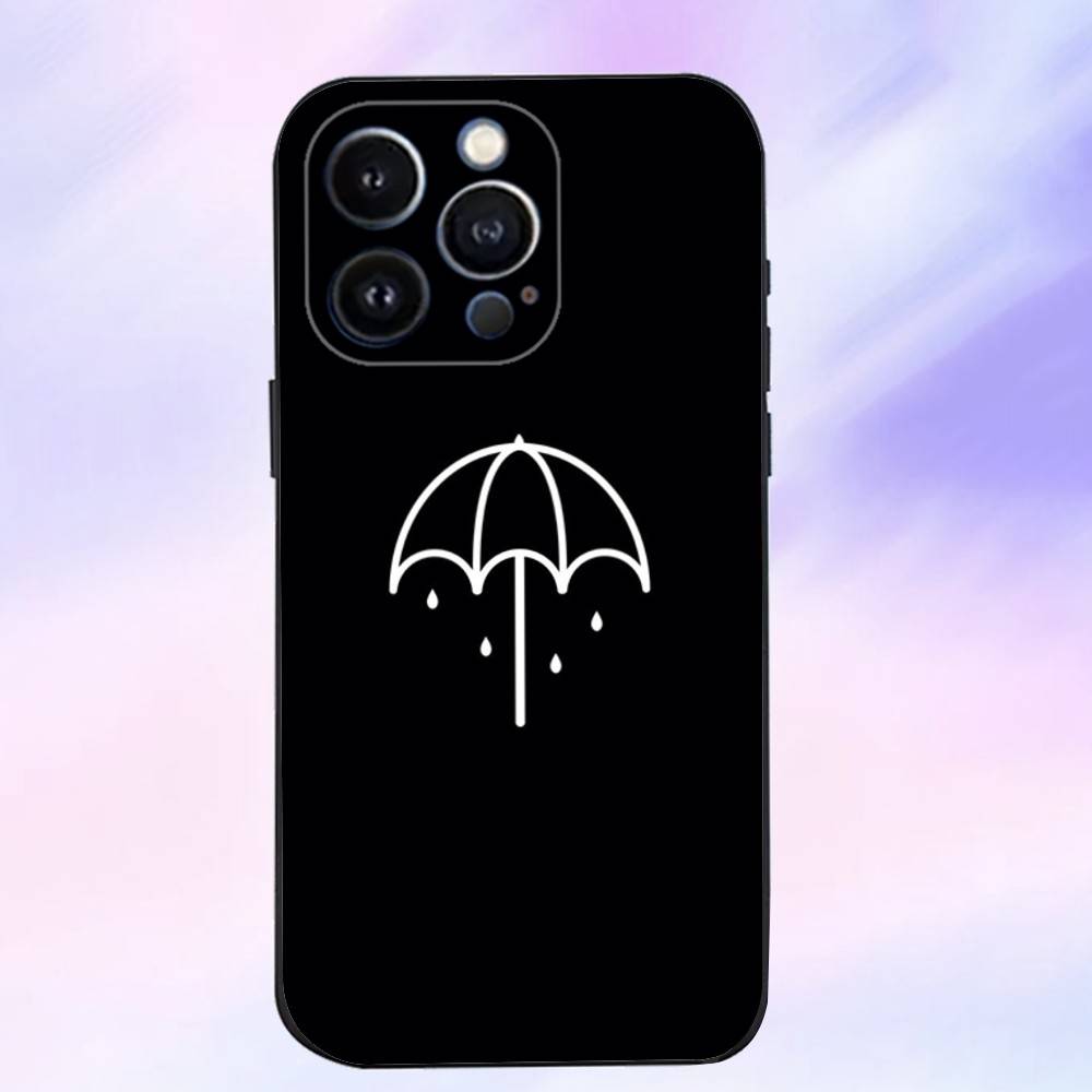Portami l'H-Horizon B-BMTH Custodia per Telefono per iPhone 16,15,14,13,12,11 Plus,Pro Max,XS,X,XR,SE,Mini,8,7,Copertura Nera in Morbido Silicone