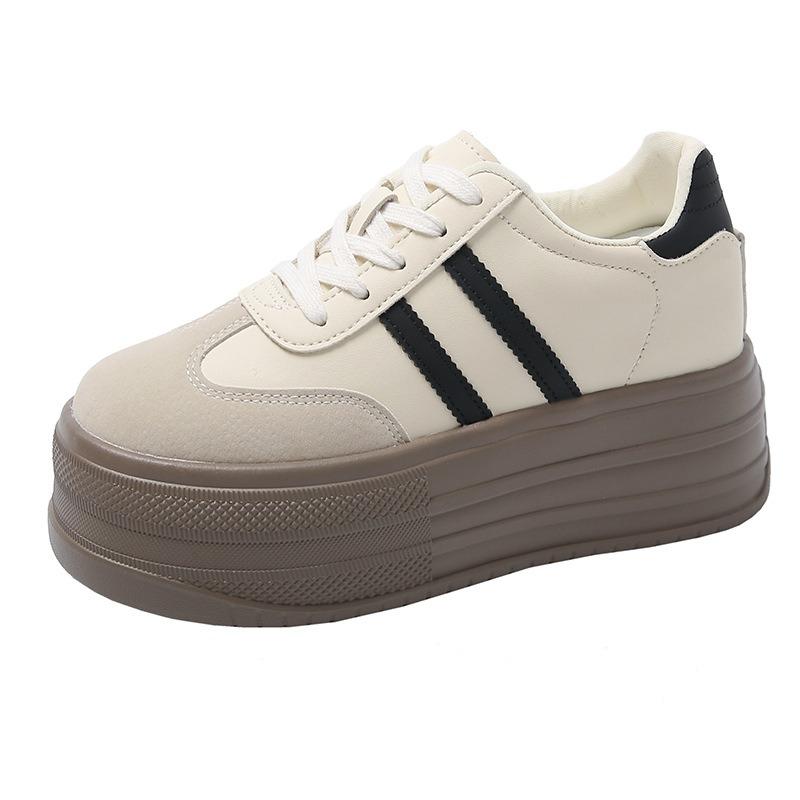Small inner height increase women's shoes genuine leather spring and summer new platform casual board shoes