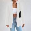 Women's Elegant Solid Color Long Sleeved Single Breasted Sports Jacket - Loose Fit, Classic Silhouette, High-quality Stitching
