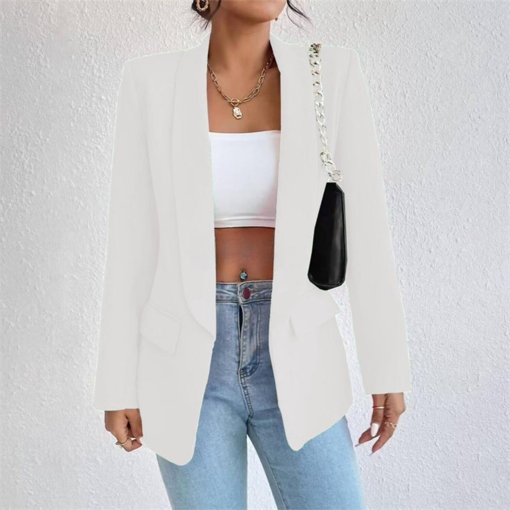 Women's Elegant Solid Color Long Sleeved Single Breasted Sports Jacket - Loose Fit, Classic Silhouette, High-quality Stitching