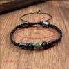 Natural Crystal Bracelet, Red and Green Gemstone, Woven Bracelet, Adjustable, DIY Bracelet, Accessory
