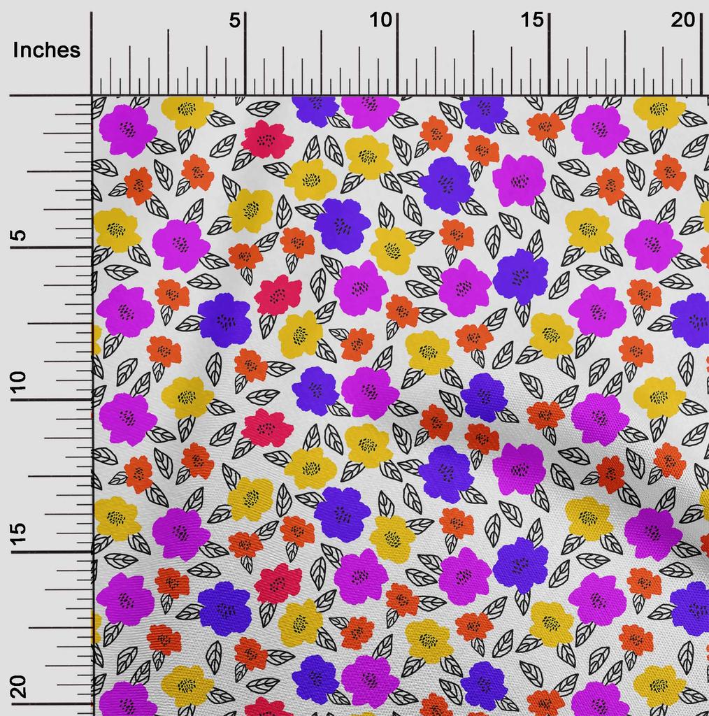 oneOone Cotton Flex Ronchi Fabric Leaves & Flower Quilting Supplies Print Sewing Fabric By The Yard 40 Inch